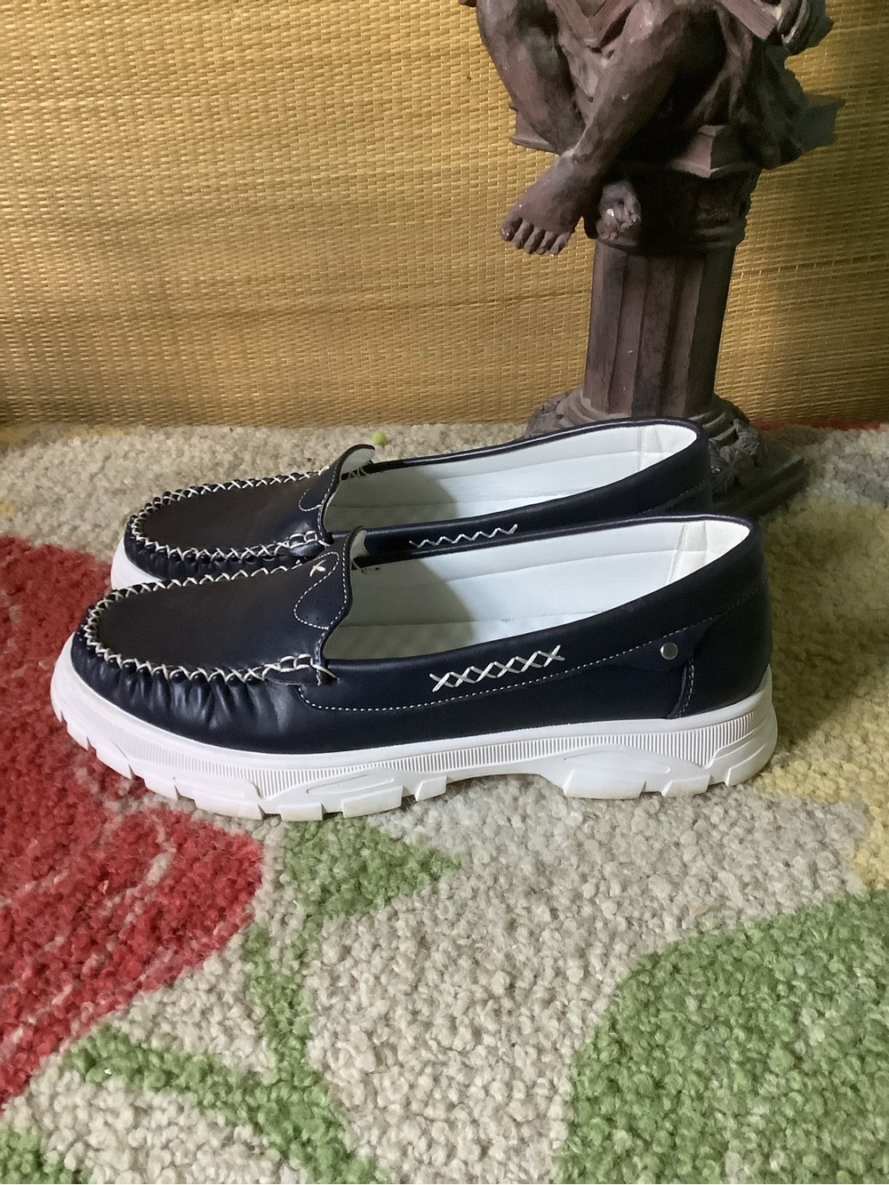 Patrizia by Spring Step Size 40 US 9 slip on navy and white loafer style shoes